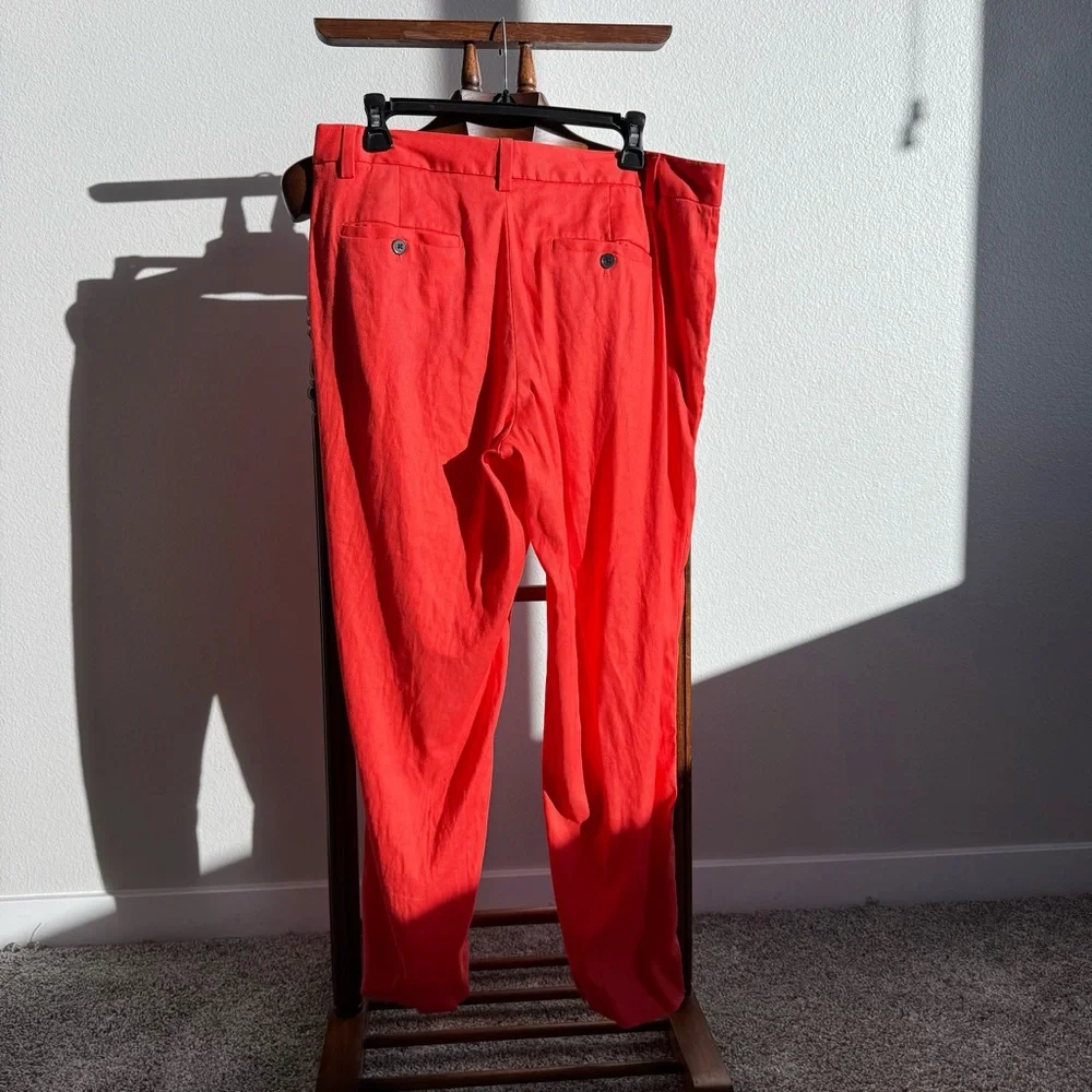 Banana Republic Avery Orange Linen Blend Trousers Women’s 12 Office Summer
